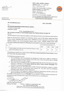IOCL-Pipeing-Division-Approval-Letter